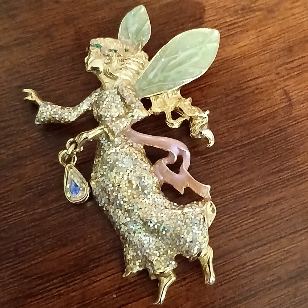 Gorgeous Kirks Folly brooch pin- Aurora Borealis Woodland Fairy
